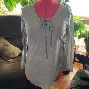 Grey knit long sleeve top